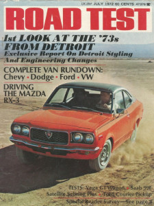 ROAD TEST MAGAZINE 1972 JULY - NEW VANS, MAZDA RX-3, SEBRING PLUS, LOTUS 907